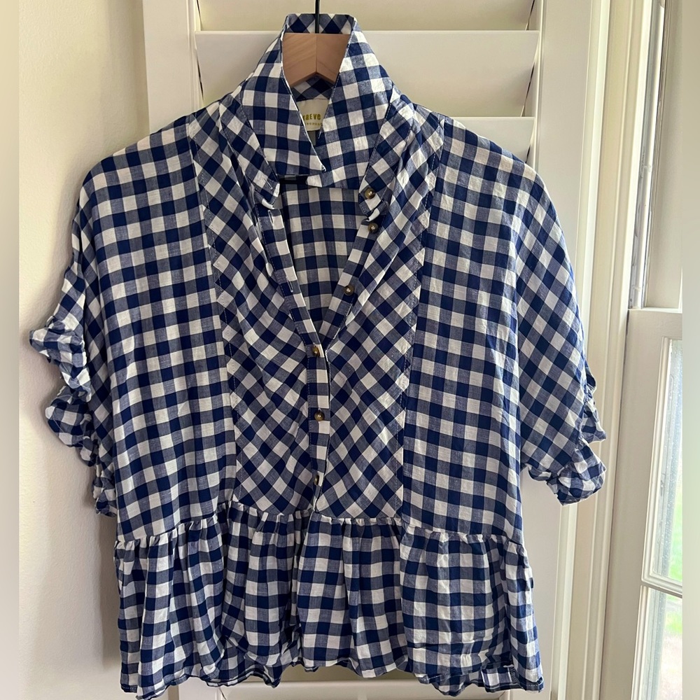 Maeve Anthropologie Navy Cropped Top Size XS